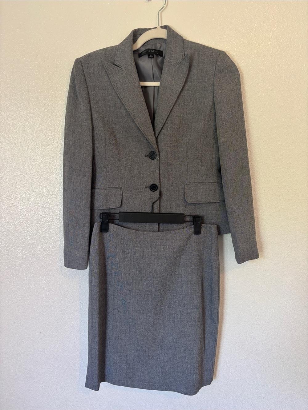 Anne Klein Gray Women's Skirt Suit - Two-Piece Professional Blazer & Skirt